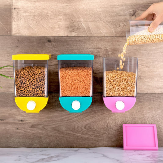 2259 Wall Mounted Cornflakescerealpulsesbeansoatmealcandynamkeendry Food Storage Boxtank - 1100 Ml (Assorted Color)