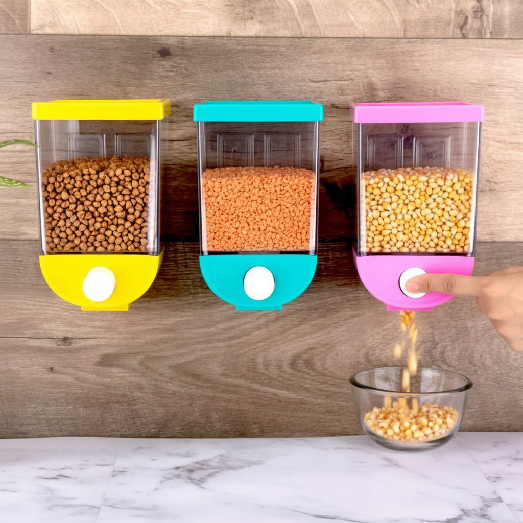 2259 Wall Mounted Cornflakescerealpulsesbeansoatmealcandynamkeendry Food Storage Boxtank - 1100 Ml (Assorted Color)